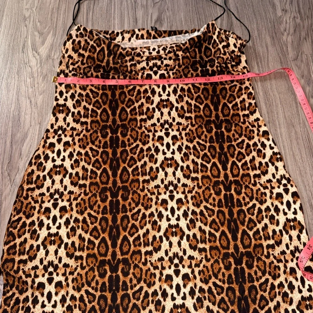 Zara Leopard Print Mini Dress in Brown and Black - Picture 2 of 4